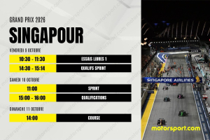 Photo Le programme du Grand Prix de Singapour F1 2026 : dates, horaires et infos