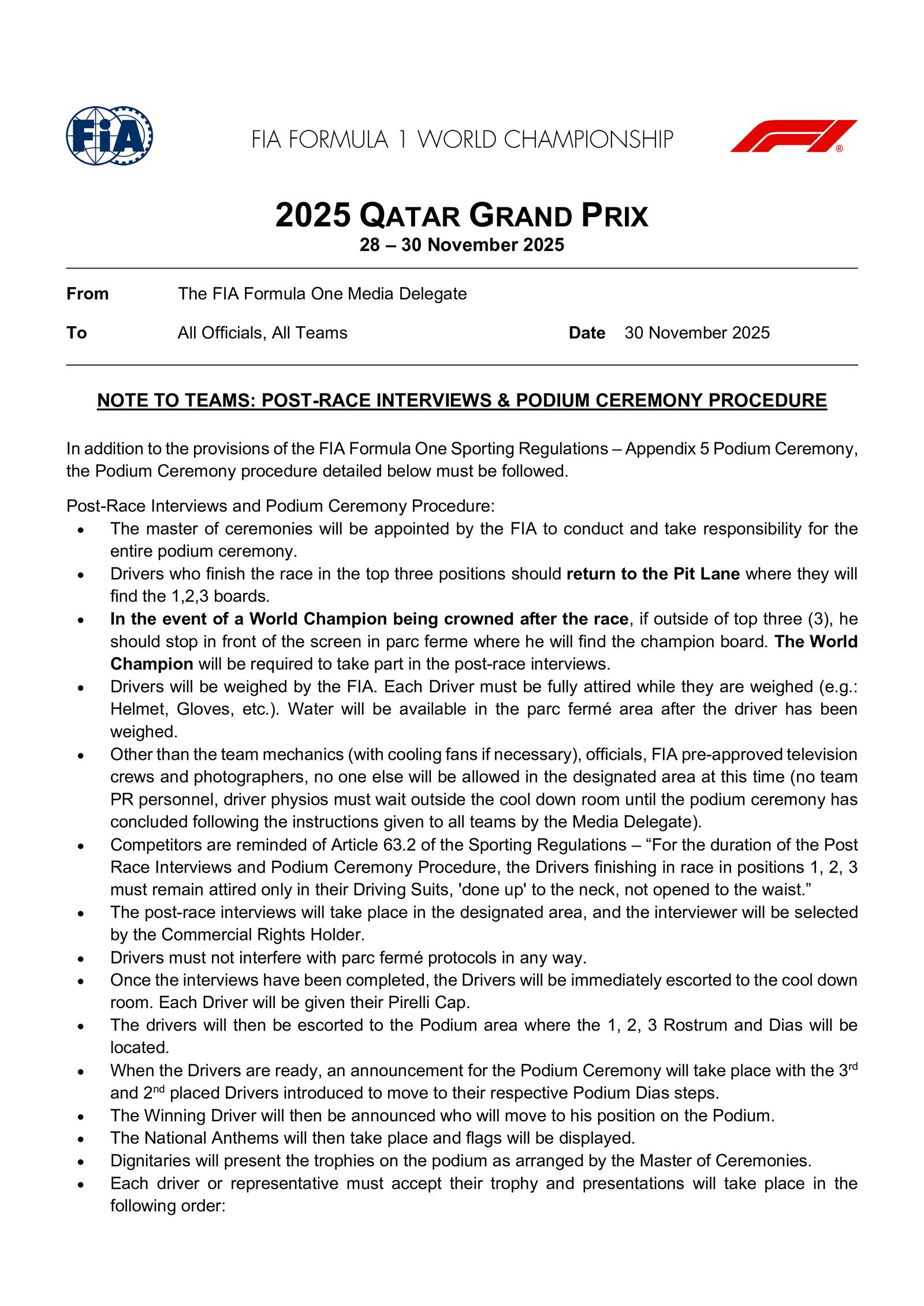 Communiqués FIA