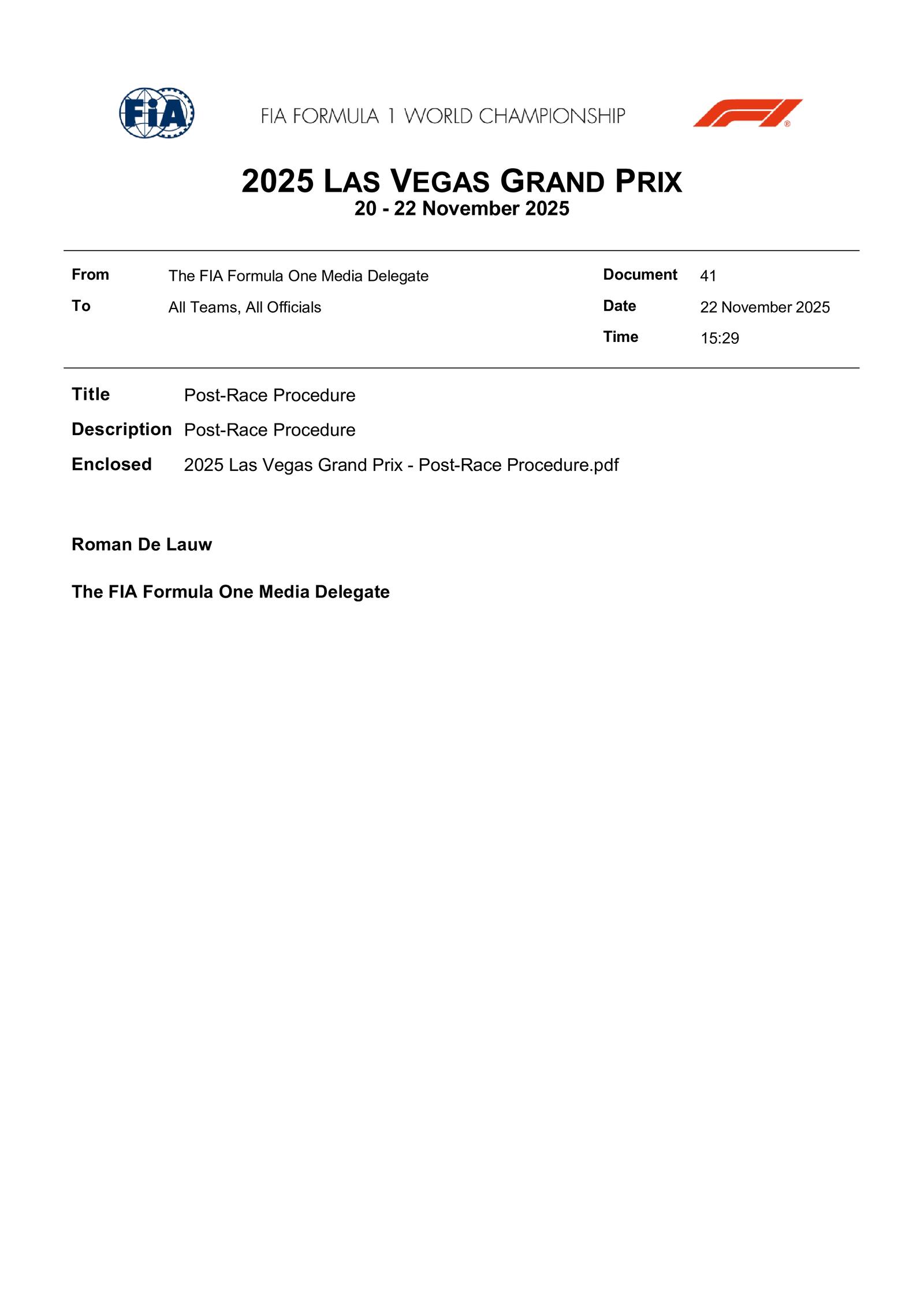 Communiqués FIA