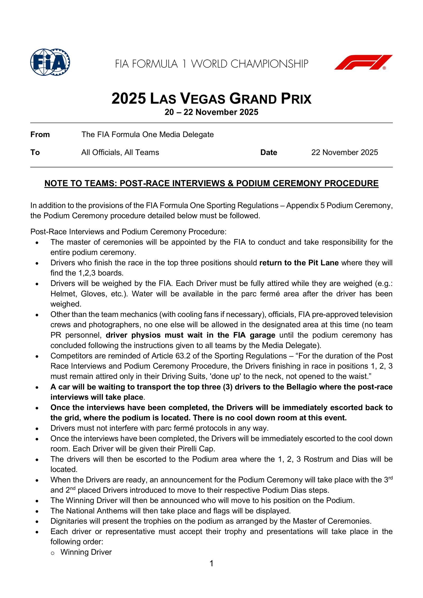 Communiqués FIA