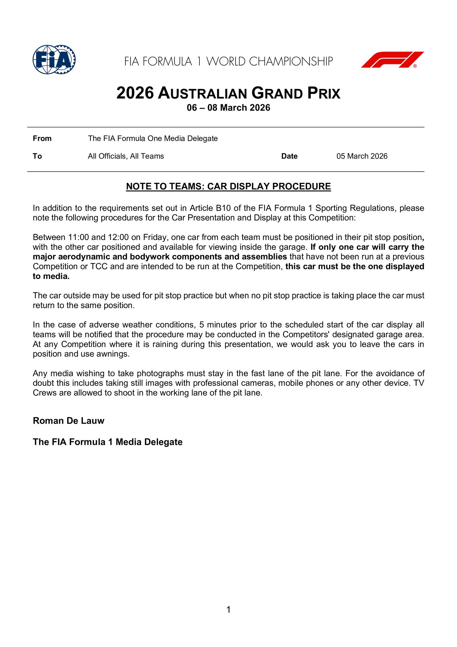 Communiqués FIA