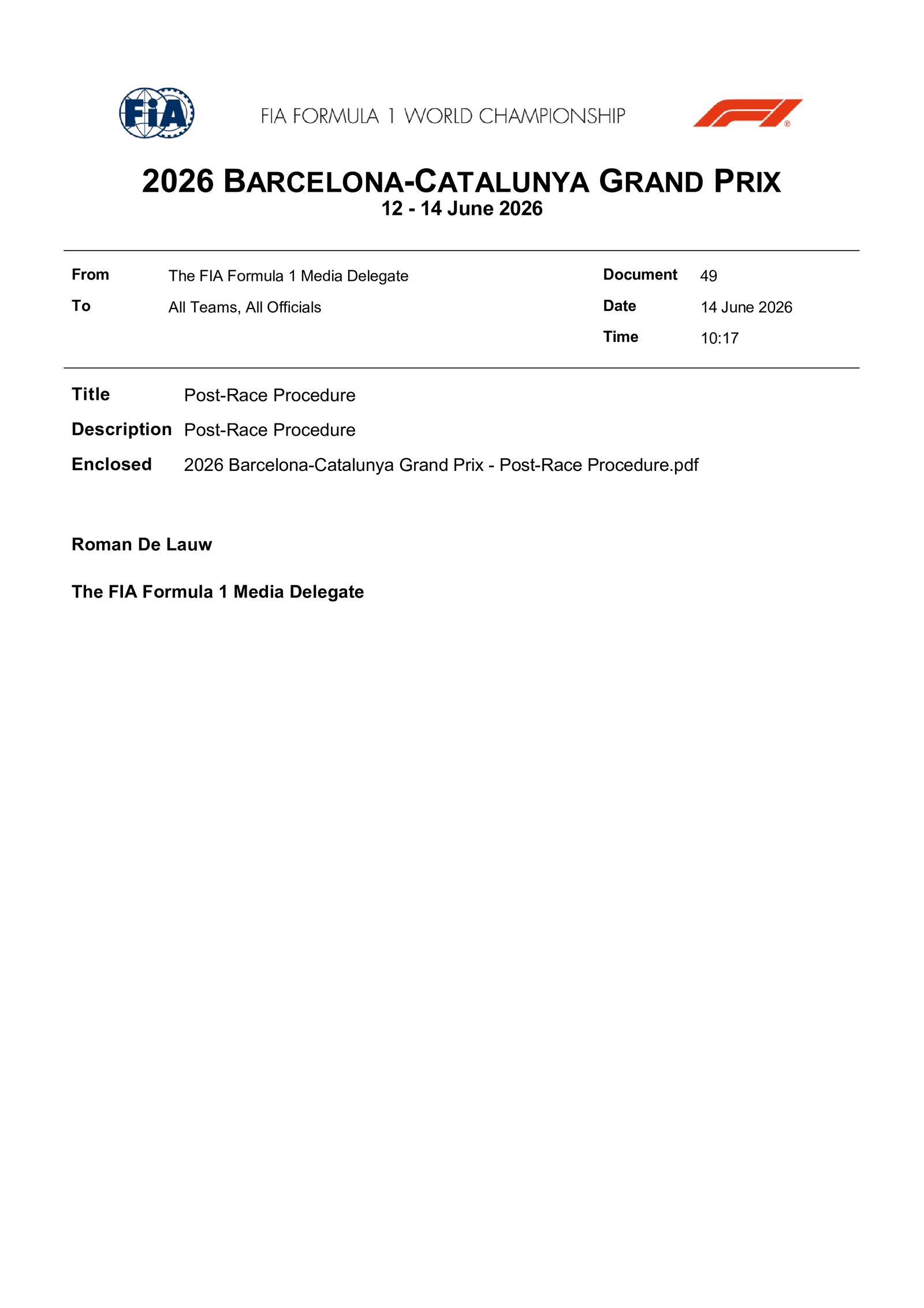 Communiqués FIA